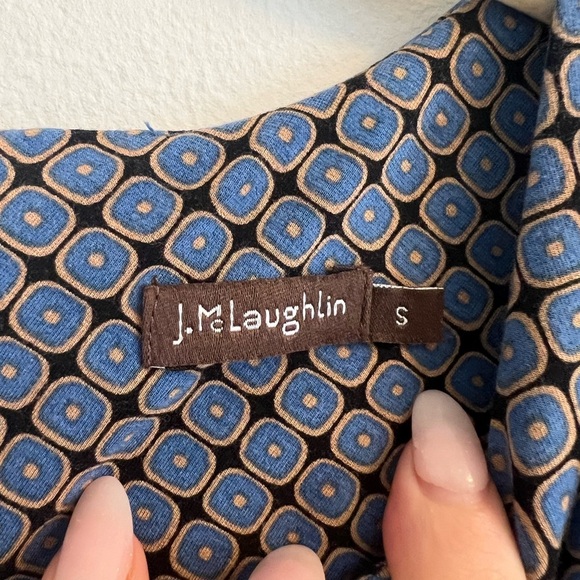 J. McLaughlin Sleeveless Patterned Shift Dress- Blue Sundress- Size M - Picture 4 of 6